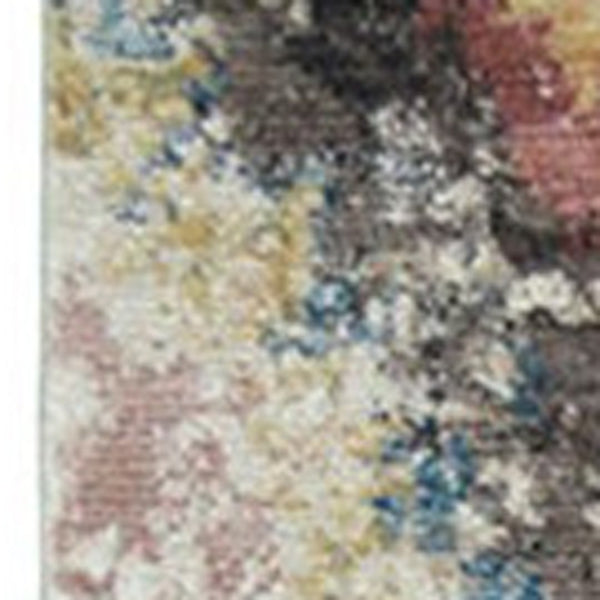 Homeroots 5' X 8' Blue Geometric Distressed Area Rug With Fringe  Polyester 555378