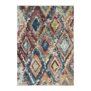 Homeroots 9' X 13' Blue Geometric Distressed Area Rug With Fringe  Polyester 555380