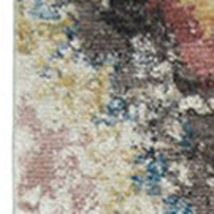 Homeroots 9' X 13' Blue Geometric Distressed Area Rug With Fringe  Polyester 555380