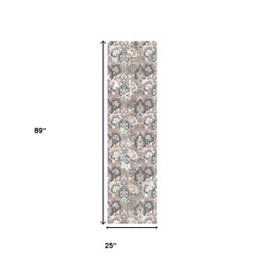 Homeroots 8' Rust Oriental Distressed Runner Rug With Fringe  Polyester 555382