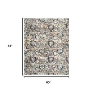 Homeroots 5' X 8' Rust Oriental Distressed Area Rug With Fringe  Polyester 555383