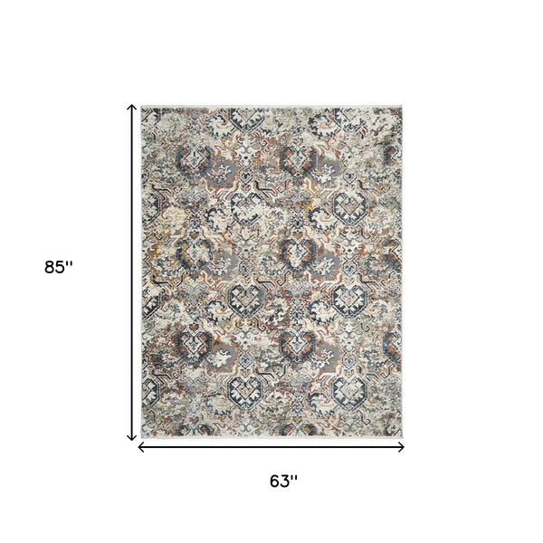 Homeroots 5' X 8' Rust Oriental Distressed Area Rug With Fringe  Polyester 555383