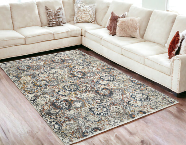 Homeroots 5' X 8' Rust Oriental Distressed Area Rug With Fringe  Polyester 555383