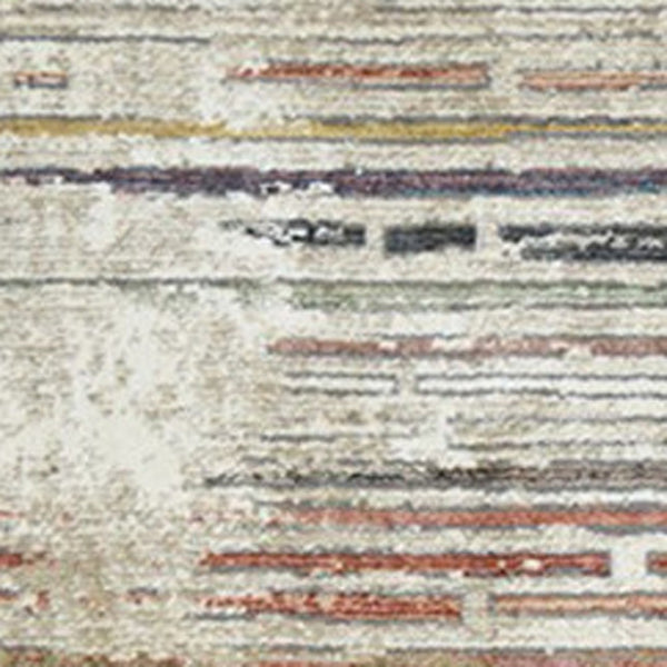 HomeRoots 9' Beige Geometric Distressed Area Rug with Classic Fringe – Stylish, Durable, and Stain-Resistant Design 9' X 13' 555390