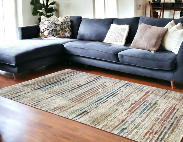 HomeRoots 9' Beige Geometric Distressed Area Rug with Classic Fringe – Stylish, Durable, and Stain-Resistant Design 9' X 13' 555390