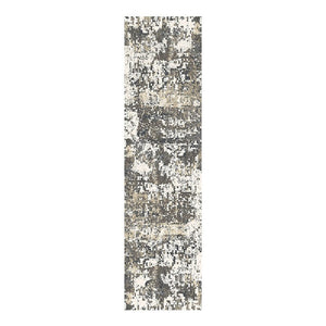 HomeRoots 8' Black Abstract Distressed Runner Rug with Classic Tassel Fringe - Modern Artistry for Your Home 555392