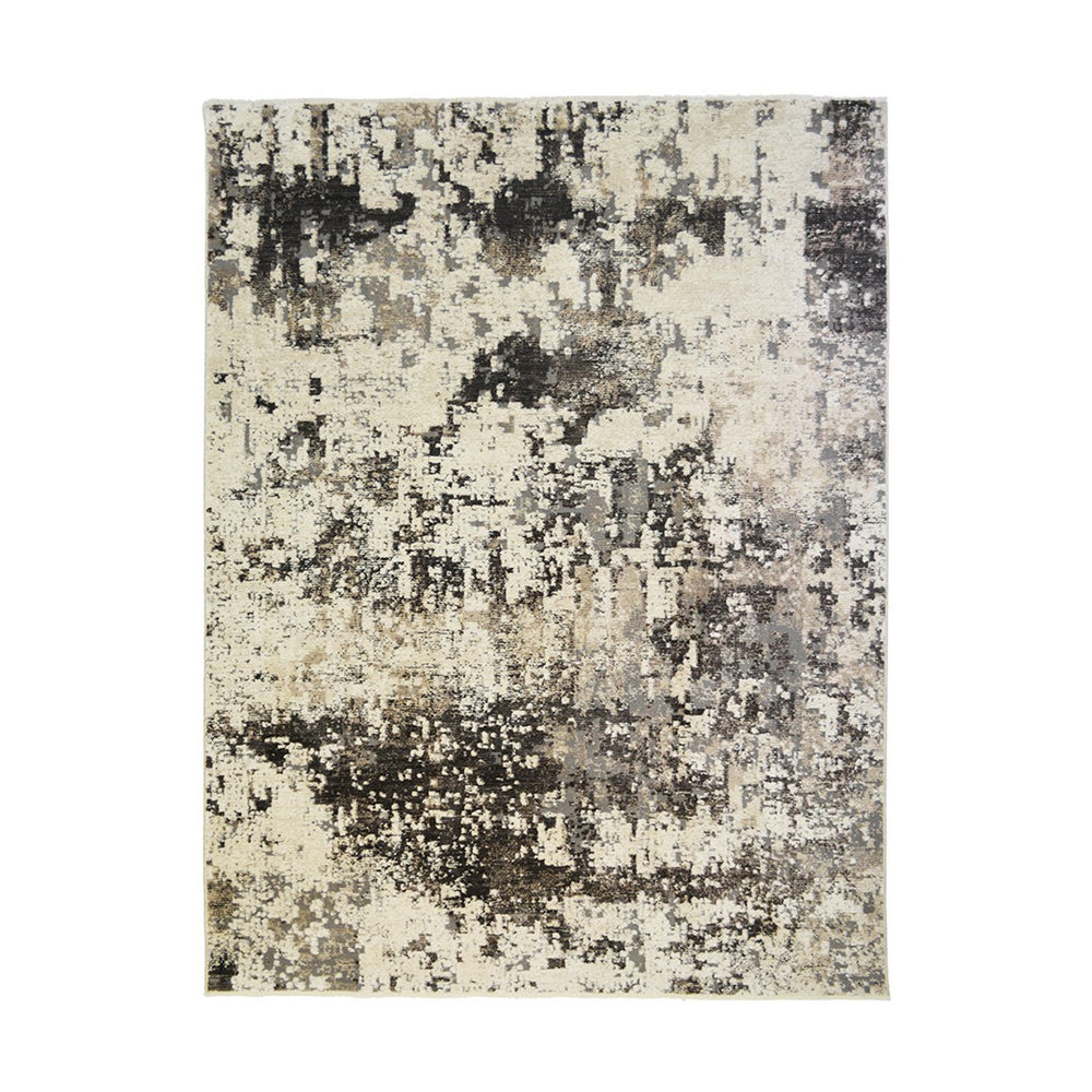 Homeroots 5' X 8' Black Abstract Distressed Area Rug With Fringe  Polyester 555393