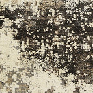 Homeroots 5' X 8' Black Abstract Distressed Area Rug With Fringe  Polyester 555393