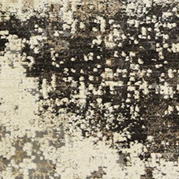Homeroots 5' X 8' Black Abstract Distressed Area Rug With Fringe  Polyester 555393