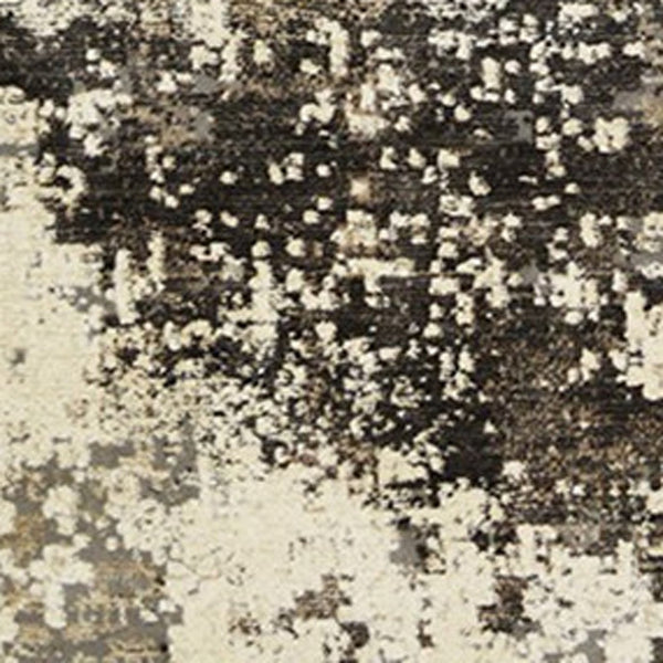 Homeroots 9' X 13' Black Abstract Distressed Area Rug With Fringe  Polyester 555395