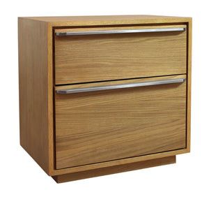 Homeroots 24" Oak Two Drawer Wood Nightstand With Storage   555396