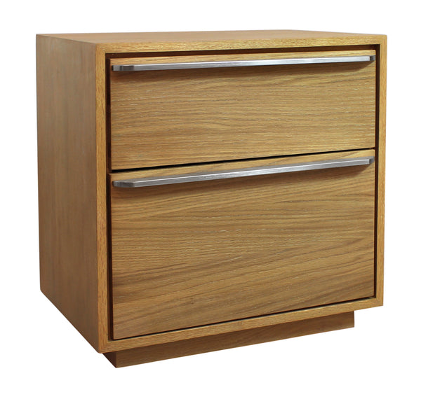 Homeroots 24" Oak Two Drawer Wood Nightstand With Storage   555396