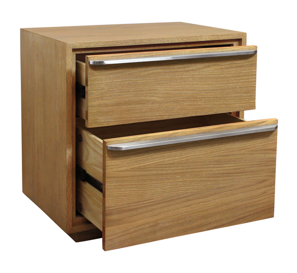 Homeroots 24" Oak Two Drawer Wood Nightstand With Storage   555396