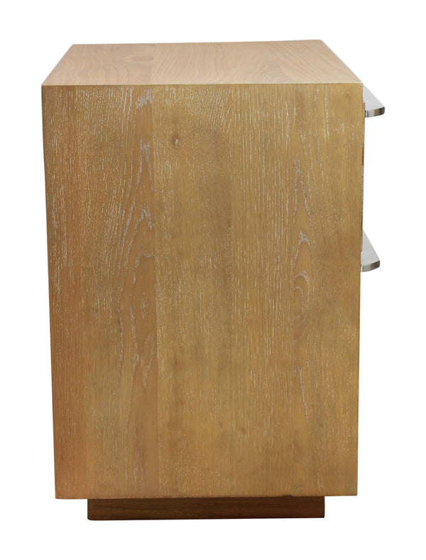 Homeroots 24" Oak Two Drawer Wood Nightstand With Storage   555396