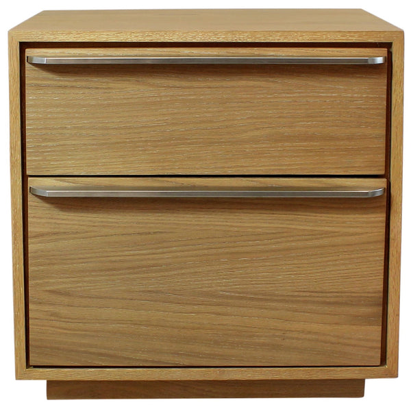 Homeroots 24" Oak Two Drawer Wood Nightstand With Storage   555396