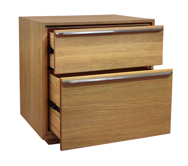 Homeroots 28" Oak Two Drawer Wood Nightstand   555397