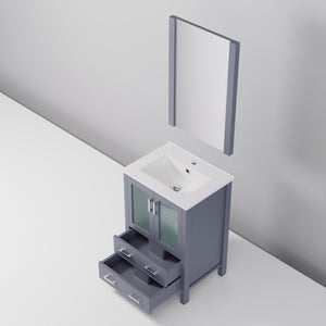 English Elm Dark Grey Bath Vanity Set With White Ceramic Top, Mirror & Smart Storage For Compact Spaces B2731S00720
