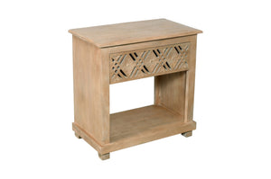 HomeRoots 28" Distressed Solid Wood Nightstand with Drawer and Shelf - Coastal Charm for Any Room Decor 555400