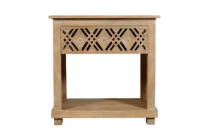 HomeRoots 28" Distressed Solid Wood Nightstand with Drawer and Shelf - Coastal Charm for Any Room Decor 555400