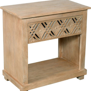 HomeRoots 28" Distressed Solid Wood Nightstand with Drawer and Shelf - Coastal Charm for Any Room Decor 555400