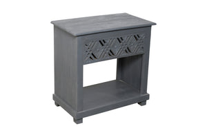 HomeRoots 28" Gray Solid Wood Nightstand with Distressed Finish - Vintage Coastal Chic Design & Storage Solutions 555402