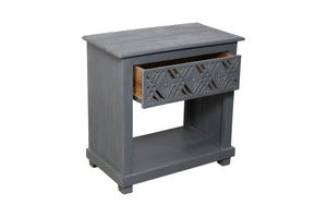 HomeRoots 28" Gray Solid Wood Nightstand with Distressed Finish - Vintage Coastal Chic Design & Storage Solutions 555402