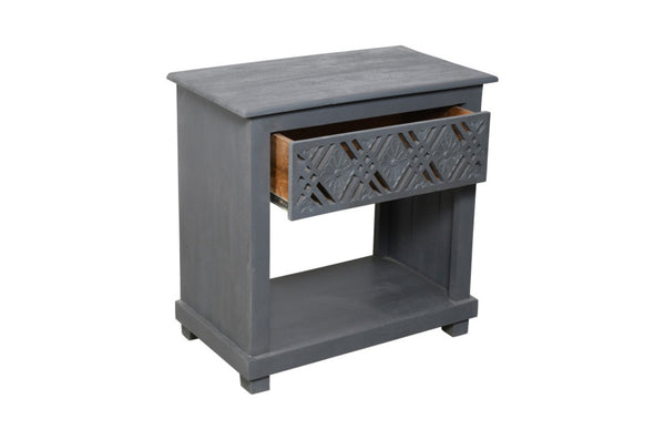 HomeRoots 28" Gray Solid Wood Nightstand with Distressed Finish - Vintage Coastal Chic Design & Storage Solutions 555402