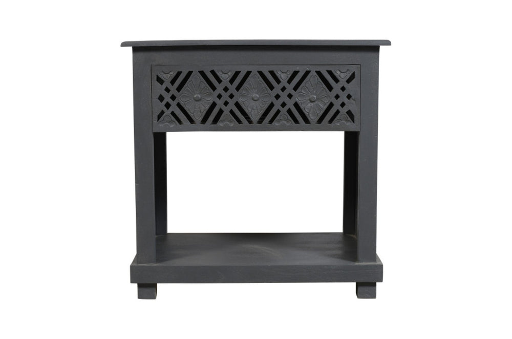 HomeRoots 28" Gray Solid Wood Nightstand with Distressed Finish - Vintage Coastal Chic Design & Storage Solutions 555402