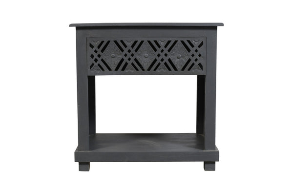 HomeRoots 28" Gray Solid Wood Nightstand with Distressed Finish - Vintage Coastal Chic Design & Storage Solutions 555402