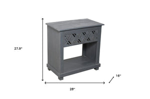HomeRoots 28" Gray Solid Wood Nightstand with Distressed Finish - Vintage Coastal Chic Design & Storage Solutions 555402