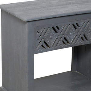 HomeRoots 28" Gray Solid Wood Nightstand with Distressed Finish - Vintage Coastal Chic Design & Storage Solutions 555402