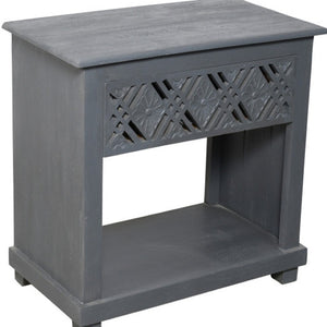 HomeRoots 28" Gray Solid Wood Nightstand with Distressed Finish - Vintage Coastal Chic Design & Storage Solutions 555402