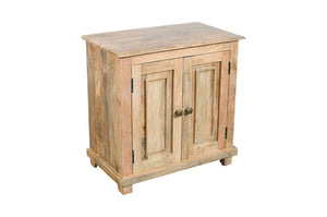 Homeroots 28" Distressed Natural Solid Wood Nightstand With Storage   555407