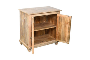 Homeroots 28" Distressed Natural Solid Wood Nightstand With Storage   555407