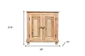 Homeroots 28" Distressed Natural Solid Wood Nightstand With Storage   555407