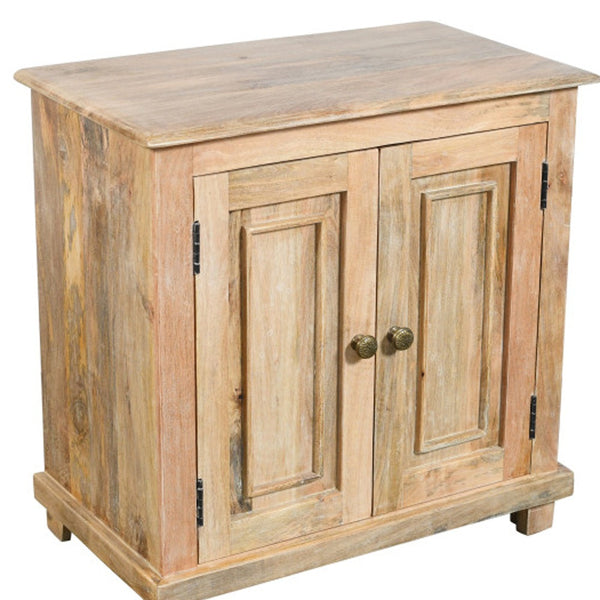 Homeroots 28" Distressed Natural Solid Wood Nightstand With Storage   555407