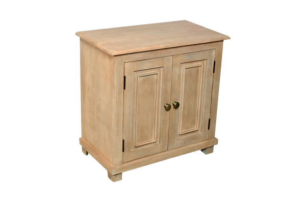 Homeroots 28" Distressed Beige Solid Wood Nightstand With Storage   555408