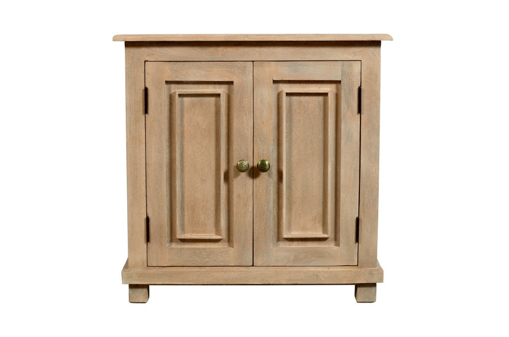 Homeroots 28" Distressed Beige Solid Wood Nightstand With Storage   555408