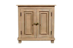 Homeroots 28" Distressed Beige Solid Wood Nightstand With Storage   555408