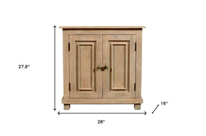 Homeroots 28" Distressed Beige Solid Wood Nightstand With Storage   555408