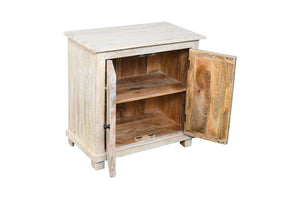 Homeroots 28" Distressed White Solid Wood Nightstand With Storage   555409