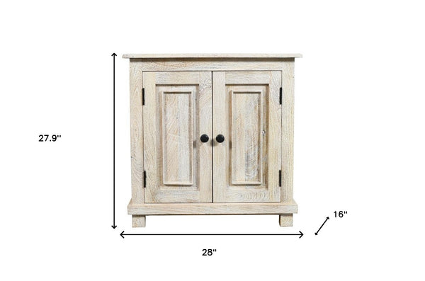 Homeroots 28" Distressed White Solid Wood Nightstand With Storage   555409