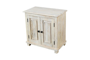 Homeroots 28" Distressed White Solid Wood Nightstand With Storage   555409