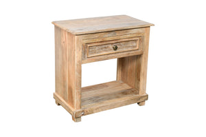 Homeroots 28" Distressed Natural One Drawer Solid Wood Nightstand   555411