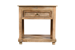 Homeroots 28" Distressed Natural One Drawer Solid Wood Nightstand   555411