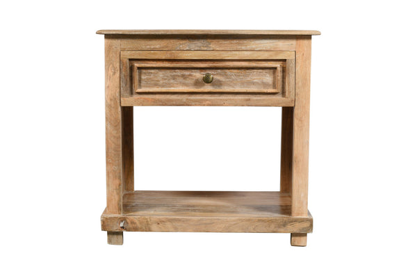Homeroots 28" Distressed Natural One Drawer Solid Wood Nightstand   555411