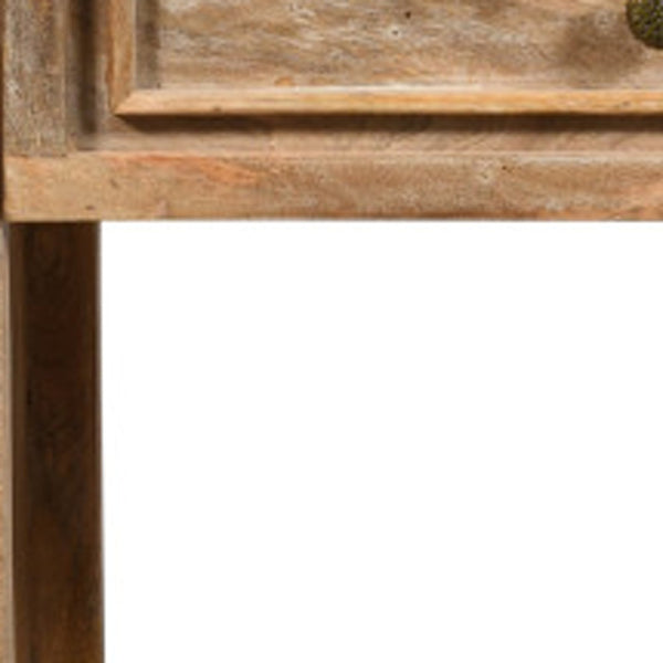 Homeroots 28" Distressed Natural One Drawer Solid Wood Nightstand   555411