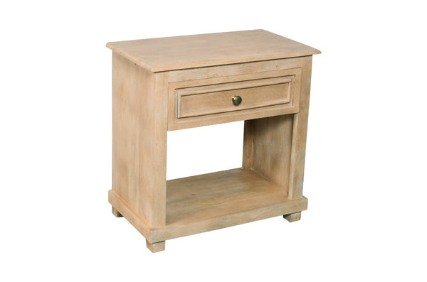 Homeroots 28" Distressed Natural One Drawer Solid Wood Nightstand   555412