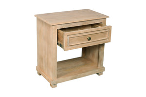 Homeroots 28" Distressed Natural One Drawer Solid Wood Nightstand   555412