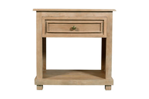 Homeroots 28" Distressed Natural One Drawer Solid Wood Nightstand   555412